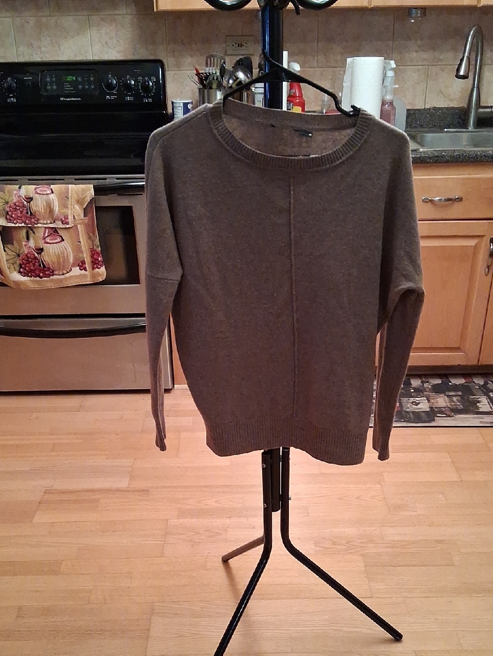 Women's Taupe Crewneck Sweater - Relaxed Knit